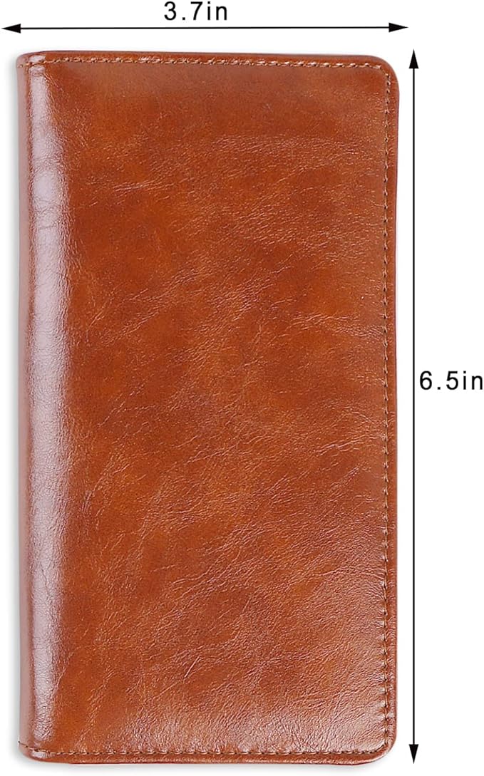 Sanlykate Leather Checkbook Cover for Men and Women, Check Book Case Card Holder with Free Divider, Standard Register Duplicate Checks with pen inserts
