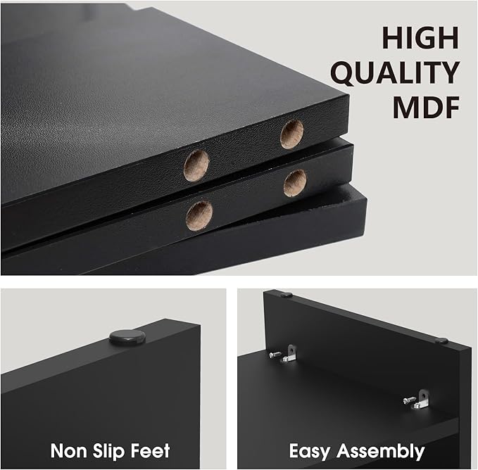 Fenge Monitor Stand, 31.5 Inch Computer Monitor Riser for Desk, 2 Tiers Wood Desk Shelf with Storage, Desktop Organizer for PC, Laptop, Screen, Printer
