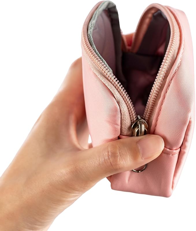 2-Piece Mini Pouch with Carabiner Clip, Unisex Small Organizer Case for Electronics, Makeup, and Accessories (Pink)