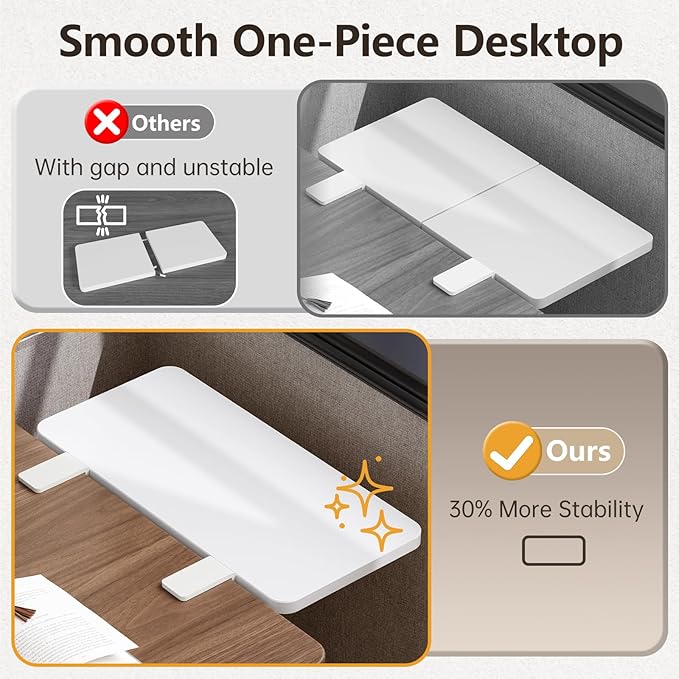 3 in 1 Clamp-on 15.7"×7.5" Desk Extender, Heavy-Duty Side/Top Desk Organizer Shelf, Adjustable Desktop Storage for Office Accessories, Monitor and Laptop Riser, White