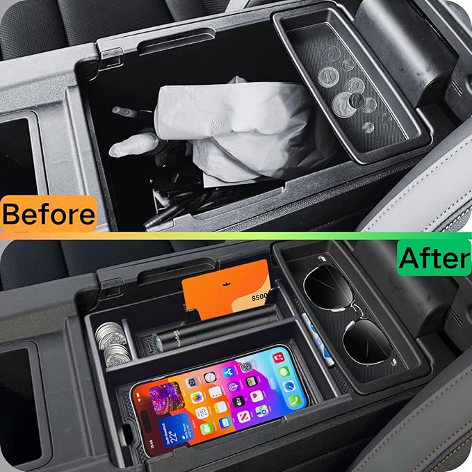 2PCS Center Console Organizer for 2024 2025 2026 Honda Prologue EV and 2024 2025 Acura ZDX Accessories, Floor Lower Center Console Organizer Tray Interior Armrest Insert Storage Box
