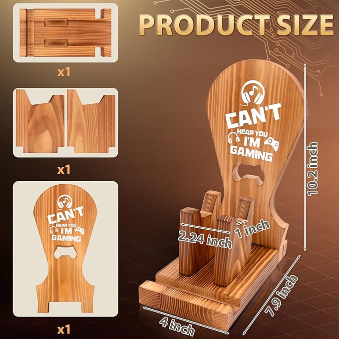 Gamer Gifts for Men Teen Boy, Gaming Room Decor for Teenage, Gaming Gifts for Boyfriend, Son, Brother, Husband, Game Stuff Accessories, Wooden Headphone and Controller Stand