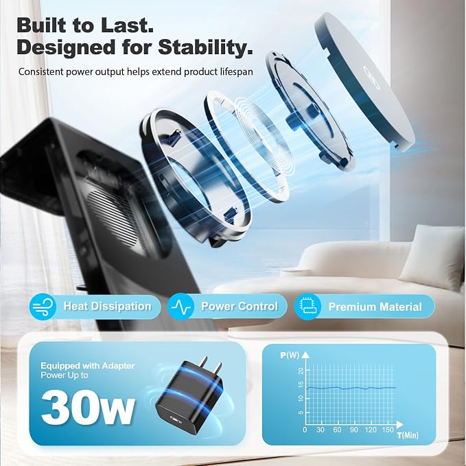 3-in-1 Magnetic Wireless Charger Stand for Apple, 15W Fast Charging Station for iPhone 17 16 15 14 13 Pro Max, AirPods, Watch-Desktop Stand with Sleep-Friendly Light, Ideal for Bedside & Desk