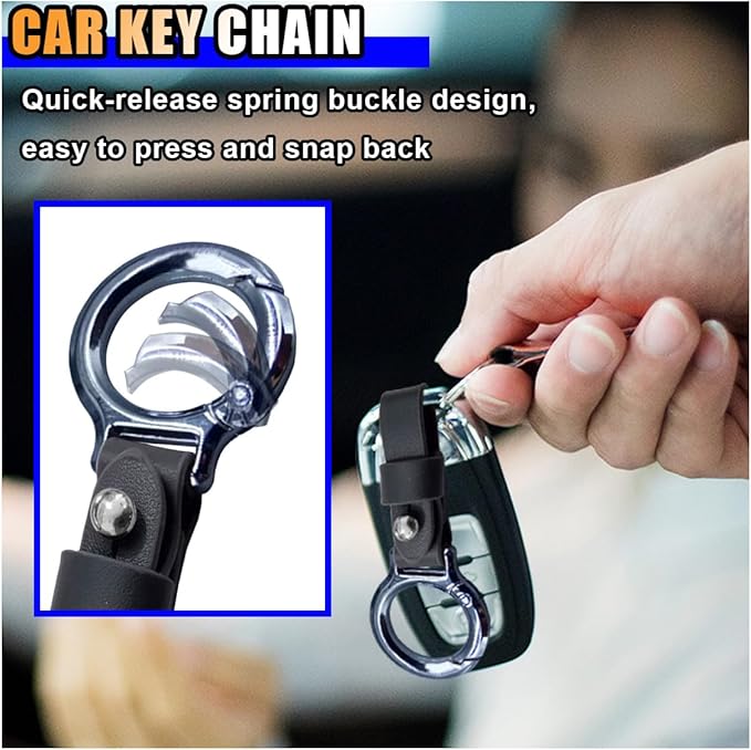 Carabiner Key Ring Clip, Car Fob Key Keychain Holder Car Keychain Clip for Men Women, Key Ring Belt Holder (Grey)