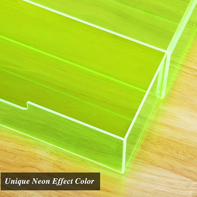 Gelite Acrylic Desk Organizer with Drawer for Makeup Vanity Stackable Desktop Storage Box for Office Supplies, 13.8 x 9.8 x 3.9’’, Neon Green