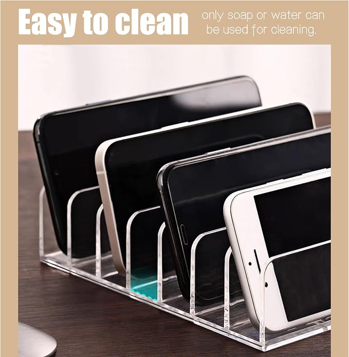 LUOKER Acrylic Mail Organizer - 2 Pcs CD Holder With 7 Compartments, 7 x 5 x 1.57 Transparent Countertop Envelope Organizer for Office, Home Desk(Transparent)