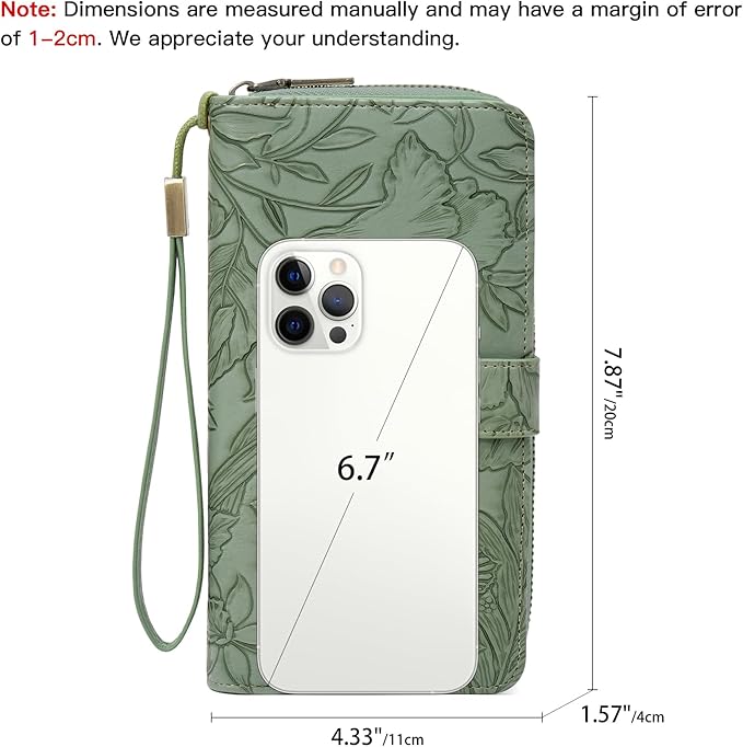 SENDEFN Women's Credit Card Holder RFID Blocking Zip Around Leather Wallet Large Capacity Long Purse with Wristlet