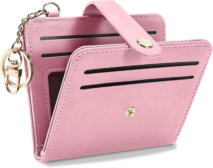 Airkit Small Wallets Woman RFID Blocking Leather Credit Card Holder - with ID Window - Card Wallets for Women - with Zipper Coin Purse - Keychain Wallet