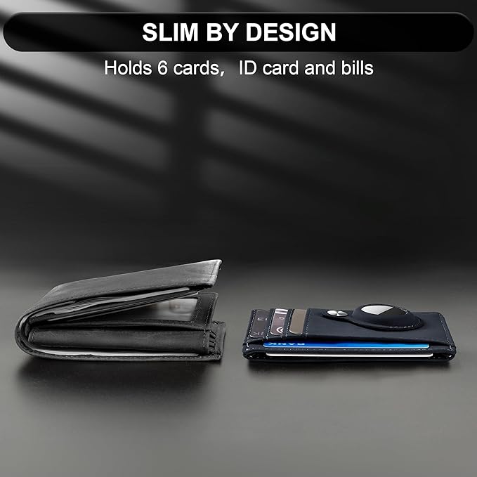 Hawanik Slim Minimalist Front Pocket Air Tag Wallet, RFID Blocking Card Holder Wallet with Airtag Holder