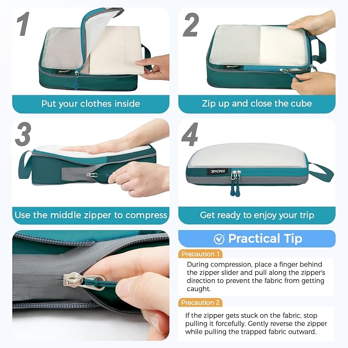 BAGAIL 6 Set Ultralight Compression Packing Cubes Packing Organizer for Travel Accessories Luggage Suitcase Backpack