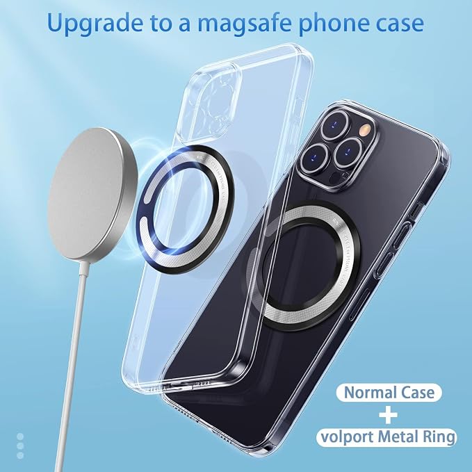 4Pcs Adapter Ring for Magsafe, Magnet Adapter, Magsafe Sticker with Sticky Adhesive, Black Metal Loop for Wireless Charger/Card Wallet/Car Mount/Battery Pack/Socket Grip, Compatible with All Phone