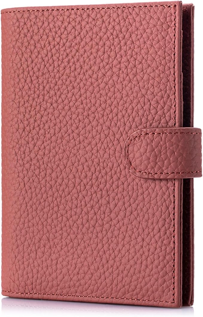 RFID Passport Holder Travel Wallet for Women, Leather Passport Cover Wallet with Card Holders SIM Slots,Zippered Coins Pocket and Cash Slot Slim Compact Travel Wallet (Brick Red)