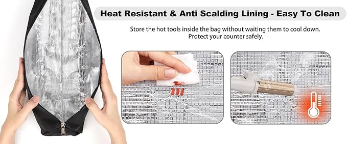 Hair Tools Travel Bag, Roll Up Tool Bag Organizer for Hair Stuff, Hairstylist Traveling Bag with 8 Detachable Zipper Pouch, Professional Cosmetology Bag for Hairdresser Barber, Heat Resistant Lining