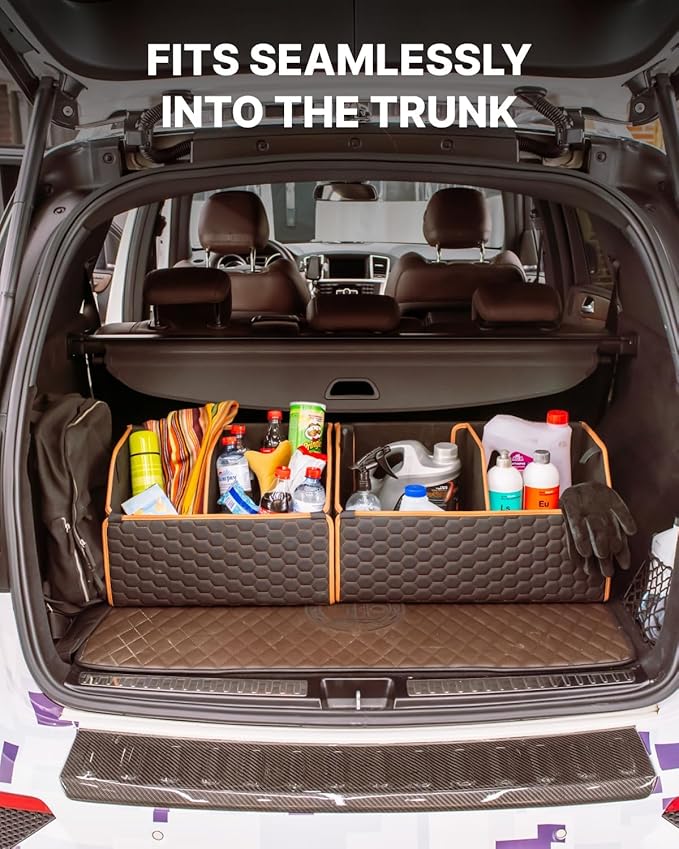 Owleys Trunk Organizer for Toyota Tacoma 2000–2025 – Car Storage Box for Truck Bed & SUV – Waterproof Foldable Car Trunk Organizer with Lid – Car Accessories for Men – Tacoma Organizer (Hexy 21+17)
