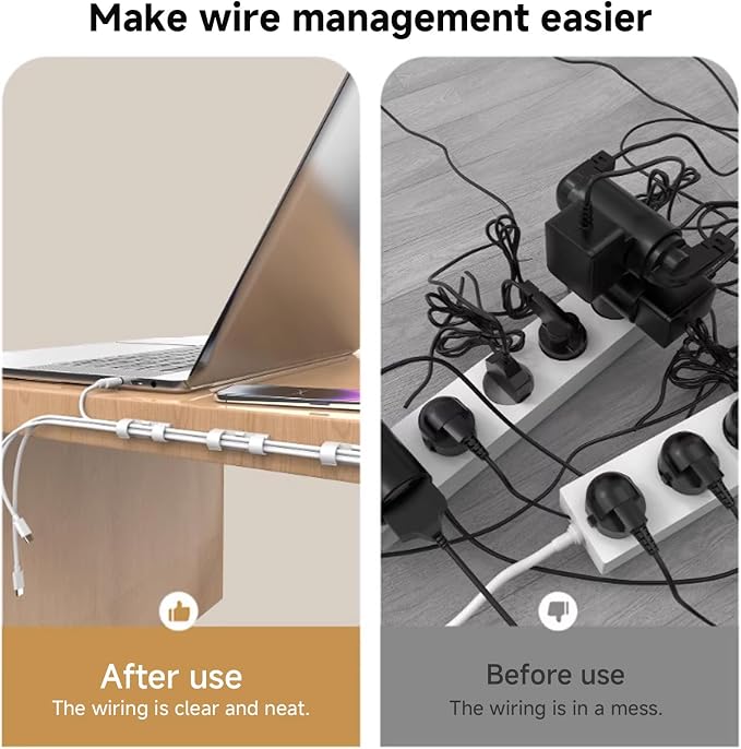 50Pcs Finisher Wire Clamp, Adhesive Cable Management Clips, Nylon Wire Holders for Cords, Wire Clips, Cord Clip for Car, Wall, Under Desk, TV PC Cable Management (White, Medium-50PCS)