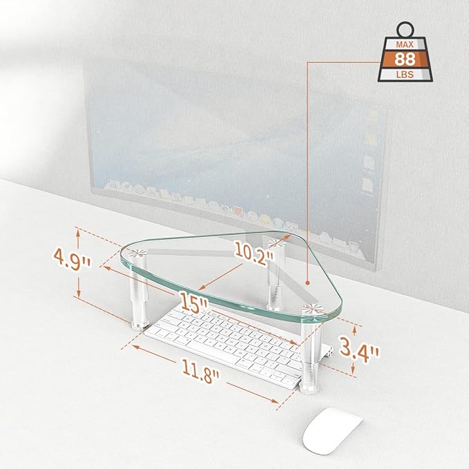 Hemudu 2 Pack Computer Monitor Riser | Triangle Desktop Universal Corner Stand for Computer Monitor & Laptop HD01T-203