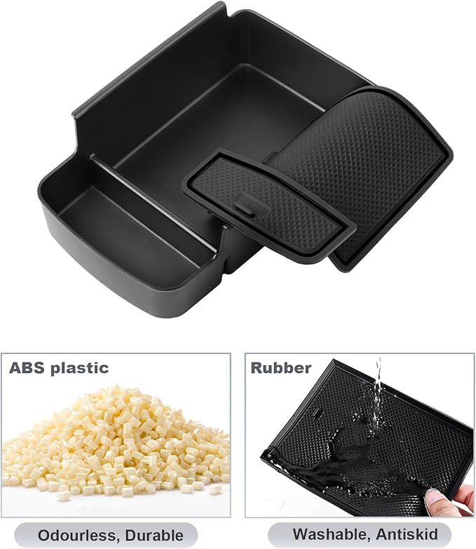 SKTU for 2024 2025 2026 Chevrolet Trax Center Console Organizer 2024-2026 Chevy Trax Insert ABS Materials Tray Armrest Storage Box 2024 2025 2026 Chevy Trax Accessories with Sunglasses Holder (Black)