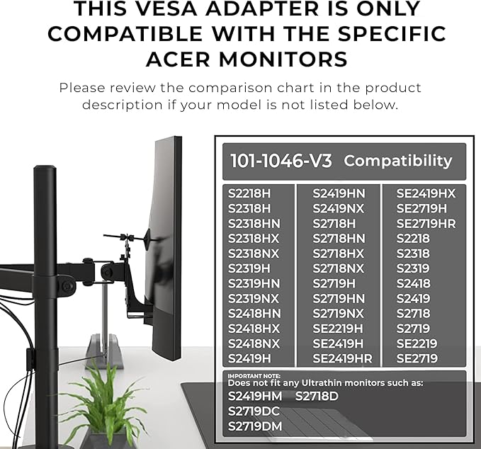 HumanCentric VESA Mount Adapter Compatible with Dell Monitors S2318H, S2318HN, S2318HX, S2318NX, S2319H, S2319HN, S2218H, S2319NX, S2418HN, S2418HX, S2418NX, S2419H, S2419HN, S2419NX and More