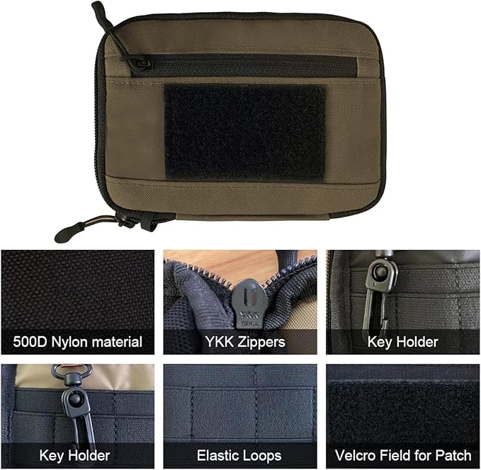 ROARING FIRE Picofire Pro EDC Pouch Organizer - Small Tool Pouch for Electronics, Cables, Flashlights,Multitool - with YKK Zippers, Water-Resistant 500D Nylon, Pocket pouch for men