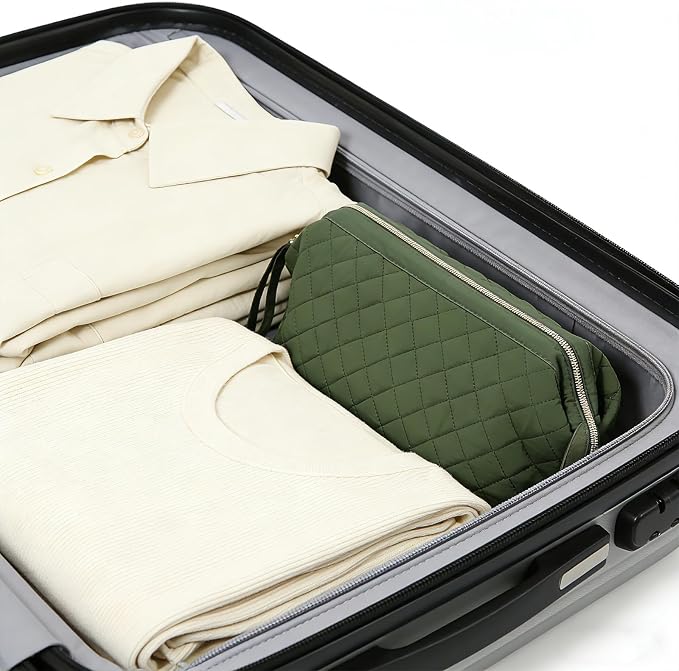 Stratalife Quilted Hair Tools Travel Bag with Polishing Cloth Compatible with Dyson Airwrap Shark Flex Style, Portable Toiletry Bag Hair Dryer Curling Iron Carrying Case Travel Essentials Olive Green