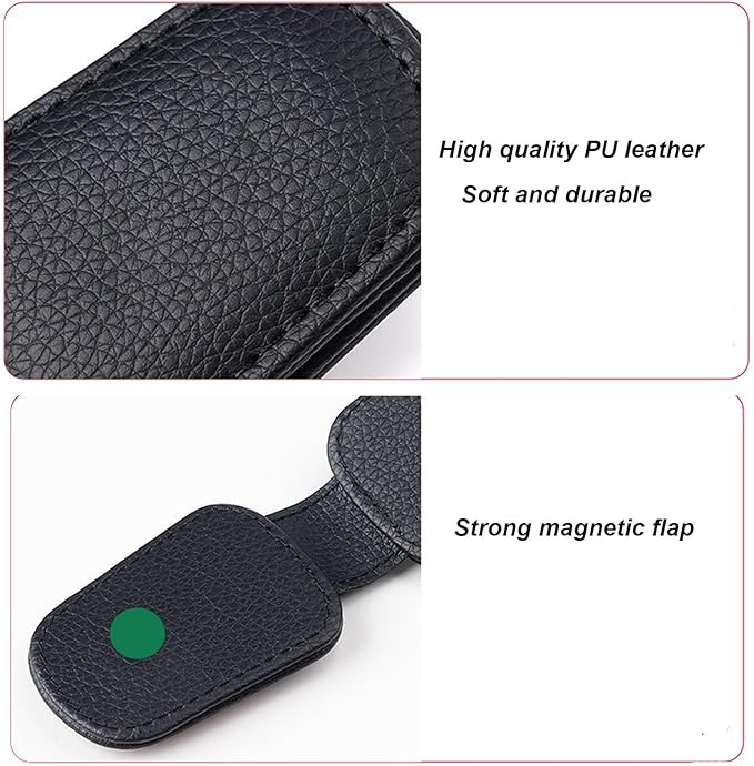 2 Pack Sunglass Holder for Car Magnetic Leather Sunglass Clip Universal Eyeglass Holder Car Visor Accessories Pink