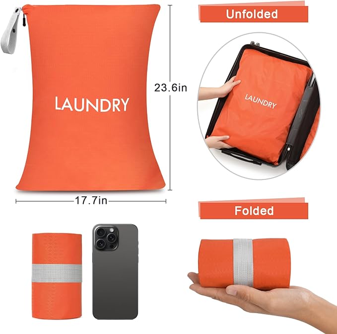 WiseBoy 4 Pack Laundry Bags, Travel Laundry Bag for Dirty Clothes, Washable Nylon Wet Dry Bag, Swimming Yoga Bathing Suit Workout Wet Dry Bags