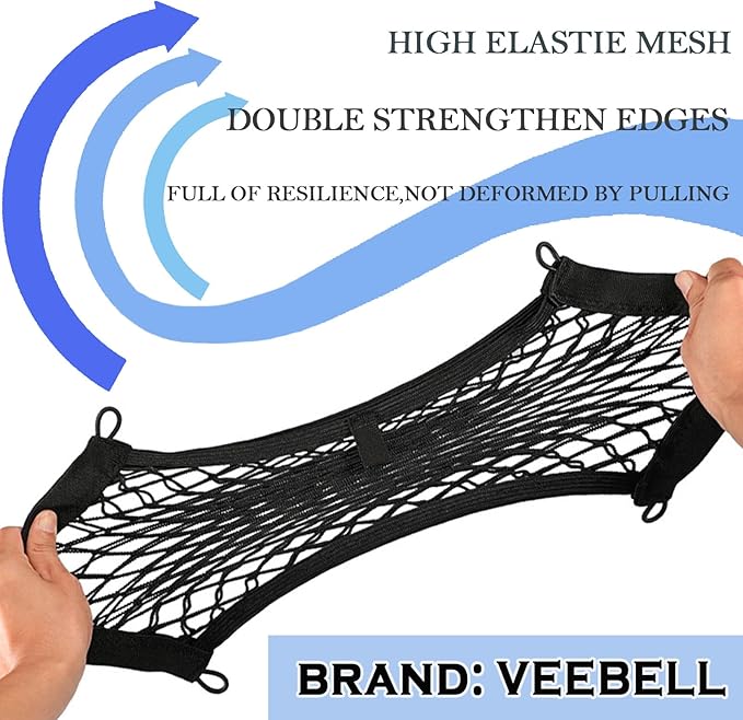 2 Pack Small Cargo Net Pocket Storage Mesh Net Elastic Automotive Cargo Nets Storage Pouch for Car Trunk Net, RV, Boat Storage Mesh Pocket Net with 8 Mounting Screws and Hooks (24 x 9.8 Inches)