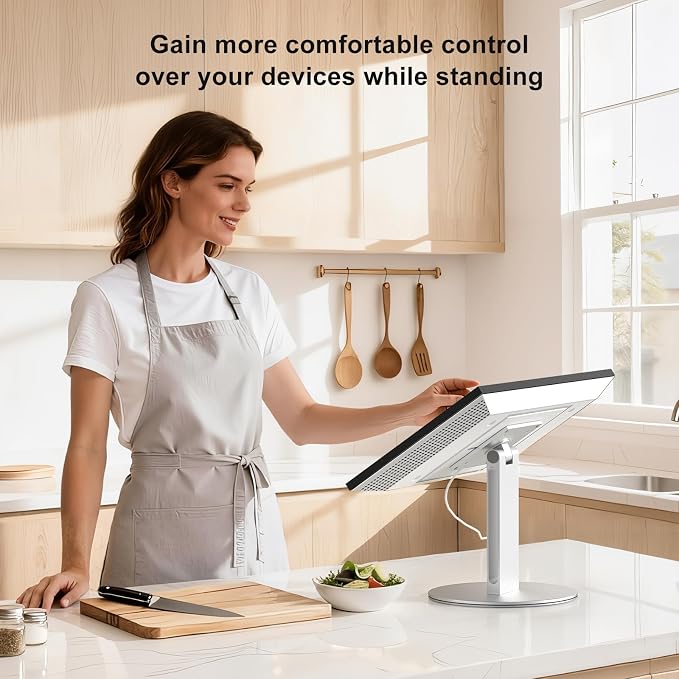 UPERGO Stand for Echo Show 21 and 15, 180° Tiltable Heavy Duty All Aluminum Base, Compatible with Smart Displays & VESA Mount Speakers, Easy Assembly