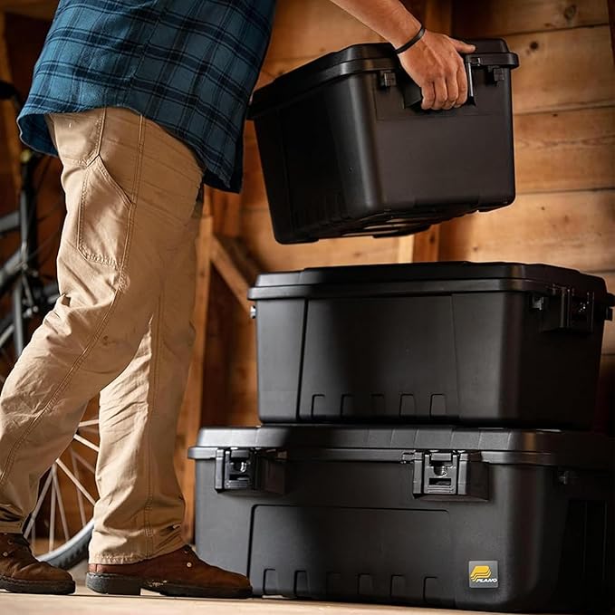 Plano 4 Pack Medium Sportsman's Trunk for Outdoor or Indoor Gear and Tools for Hunting, Camping and Fishing Equipment, Rugged Organization, Black
