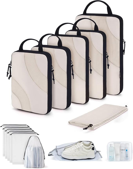BAGSMART Compression Packing Cubes, 6 Set/4 Set/2 Set Travel Packing Cubes for Carry on Suitcases, Compression Suitcase Organizers Bag Set & Travel Cubes for Luggage, Lightweight Packing Organizers