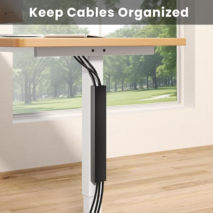 Steel Magnetic Cable Management Channel - Putilsen Mount 14 inch Cord Organizer Under Desk, Vertical Wire Hider Cover for Office and Home, Black