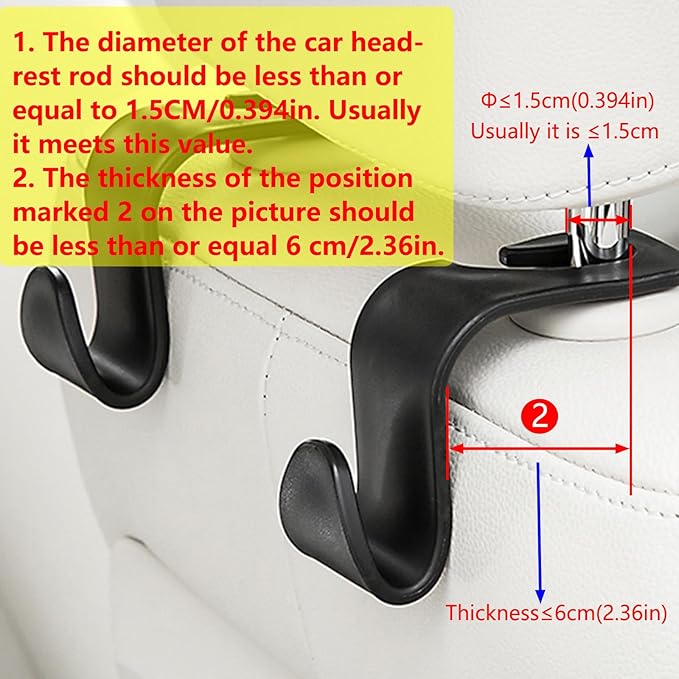 4 PCS Car Seat Headrest Hook Seat Headrest Hanger Organizer Storage Universal for Bags Clothes Car Interior Accessories Headrest Purse Hook Car