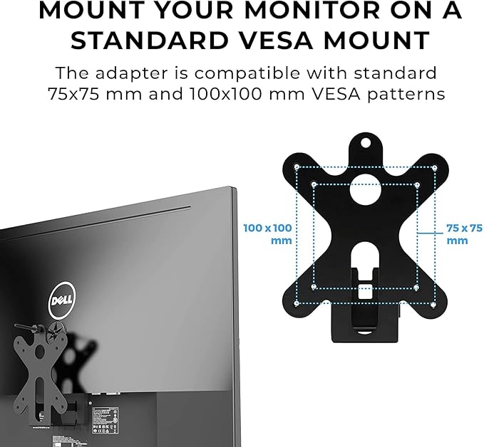 HumanCentric VESA Mount Adapter Compatible with Dell Monitors SE2416HX, SE2717HX, SE2717HR, SE2717H, S2216M, S2216H, SE2716H, SE2216H, SE2417HG SE2416H S2216H and More, 75x75 and 100x100mm Patterns
