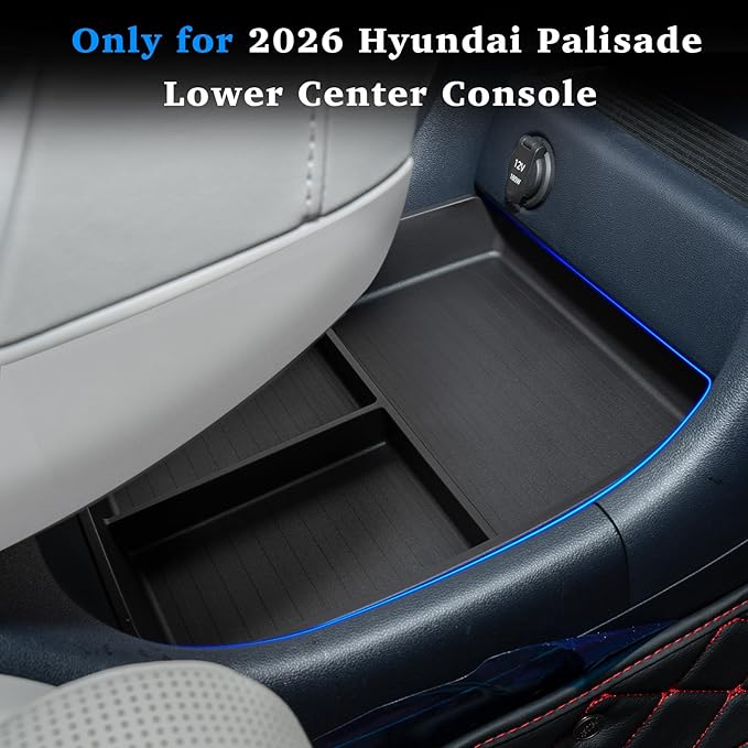 Lower Center Console Organizer for 2026 Hyundai Palisade (Fits 7-Seater ONLY) Accessories, Floor Console Storage Tray Insert Interior Accessories