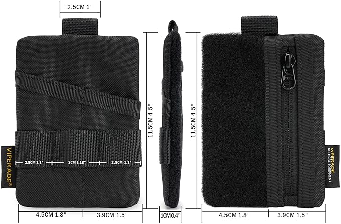 VIPERADE VE15 Small EDC Pouch, Pocket Organizer, EDC Pocket Pouch with DIY Patches Area, EDC Pocket Organizer Wallet for Cards, Small Tool Pouch for EDC Gears