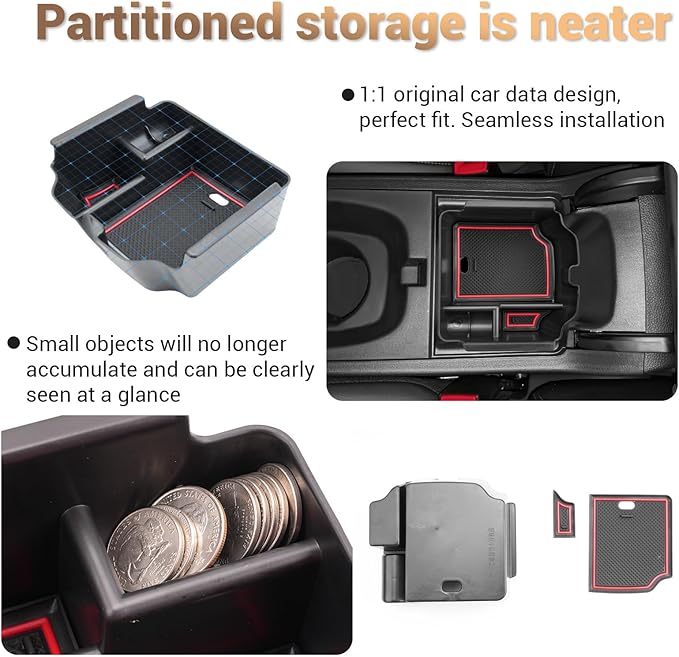 YEE PIN Integra Tray Red for 2023 2024 2025 2026 Acura Integra Center Console Organizer Console Storage Insert Tray Integra Arm Rest Organizer for Acura Integra Accessories
