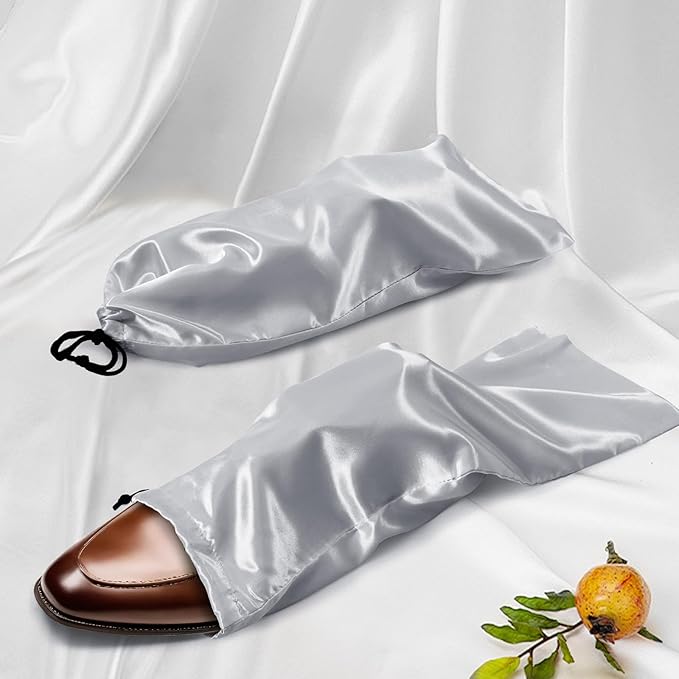 Ersmak 6 Pack Shoe Bags for Travel - Satin Shoe Bag with Drawstring - Grey Shoe Storage Bags for Protecting Storage Shoes - 17.7 x 7.9 In