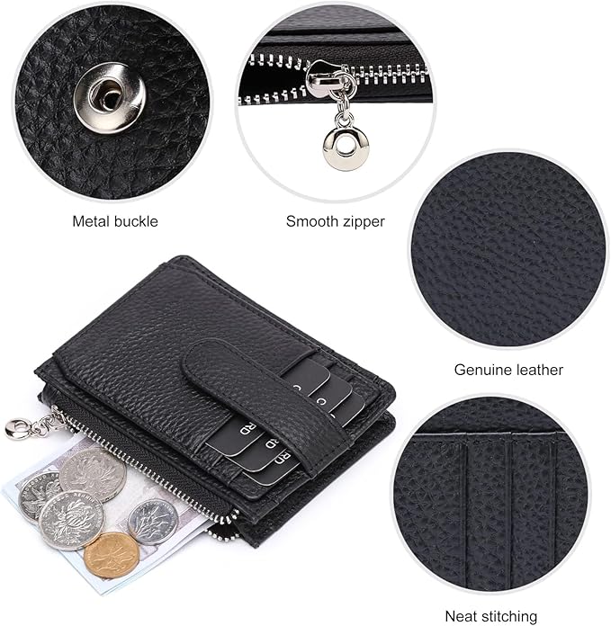 Slim Wallet for Women Genuine Leather Card Holder Thin Womens RFID Blocking Small Wallets