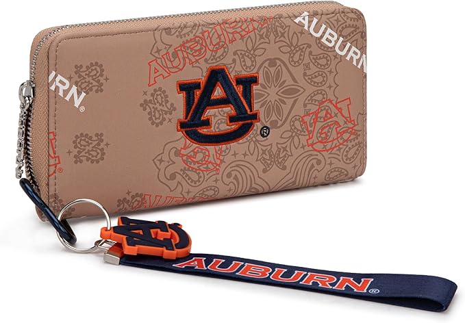 Auburn Wristlet Purse for Women - NCAA Official Licensed, Auburn Team Logo Wallet with RFID Blocking Card Slot, New Clutch Fan Purse for Game Day, Graduation Gift | Khaki, NC-AU011KH