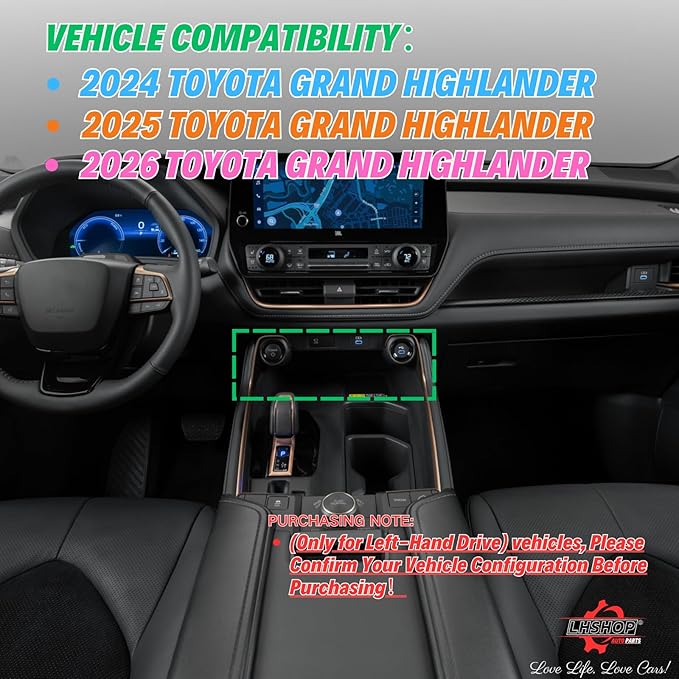 Middle Center Console Organizer for Toyota Grand Highlander 2026 2025 2024 Front Console Insert Divider Tray Secondary Storage Cubby Interior Accessories - (Not for Highlander)