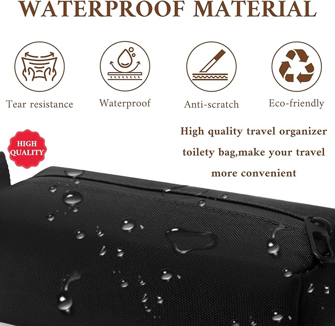 Small Toiletry Bag for Men, Travel Bag Waterproof and Foldable for Storage Mini Toiletry Bag Equipped With Carabiner for Easy Portability (black)
