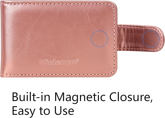Wisdompro Credit Card Holder, Slim Leather RFID Blocking Wallet Debit Card Protector Organizer Case (Build in 20 Card Slot & 6 Small Cells for Memory Cards)-Horizontal Rose Gold