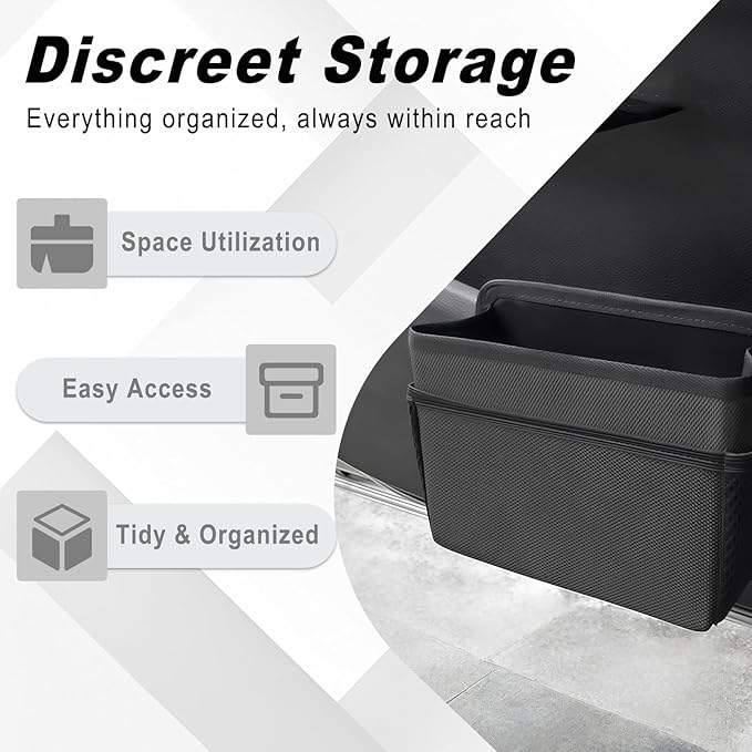 Car Trash Can, Foldable Hanging Vehicle Garbage Organizer Holder, Waterproof Automotive Trash Bag Holder Dustbin Storage Container for Console Door Seat Back SUV (Black)