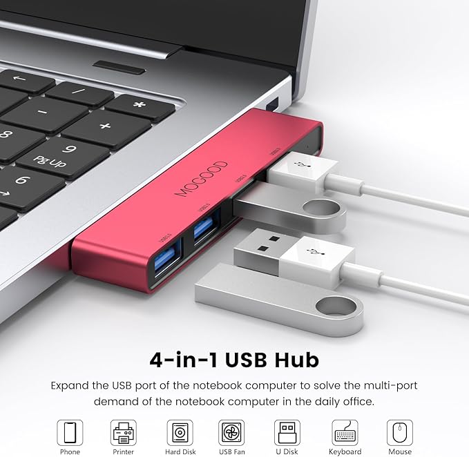 USB Splitter MOGOOD USB Splitter USB Hub 3.0 USB Hub for Laptop Multiport Adapter USB Port Expander USB Data Hub Splitter for Laptop,PC,MacBook,Mac Pro,Mac mini,iMac,Surface Pro