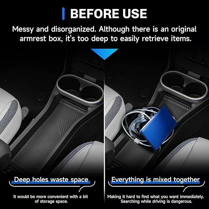 SXCY for 2025 2026 Mini Cooper Center Console Organizer [F65 F66 Gas Version Only] for 2025 2026 Mini Cooper Accessories Front Center Console Tray 2026 Cooper Armrest Console Organizer Storage