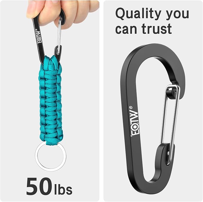 EOTW Carabiner Keychain,Paracord Keychain Small Aluminum Clip D Ring for Camping, Hiking, Fishing, Or As A Key Organizer