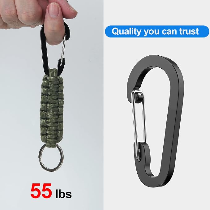 2 Pieces Paracord Keychain with Carabiner,Lanyard Clip for Keys Water Bottle Holder Backpack