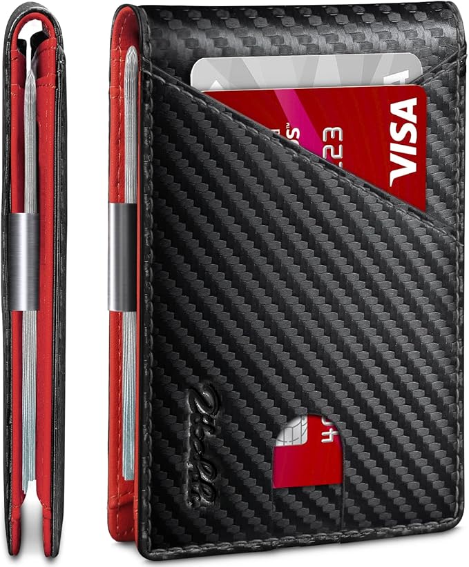 Zitahli Wallet for Men - with Money Clip Slim Leather Slots Credit Card Holder RFID Blocking Bifold Minimalist Wallets with Gift Box