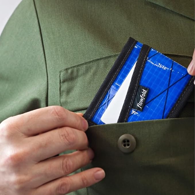 Flowfold Recycled Sailcloth Wallets - 3 Pocket Card Holder Wallet, Front Pocket Wallet, Slim Card Holder Wallet Made in USA (Blue Sailcloth)