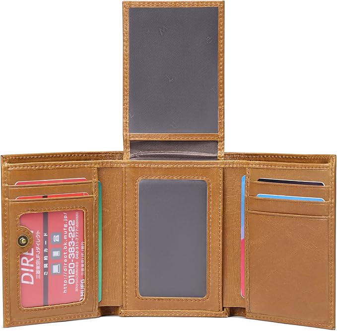 FALAN MULE Men's Wallet Genuine Leather Trifold Wallet With ID Window